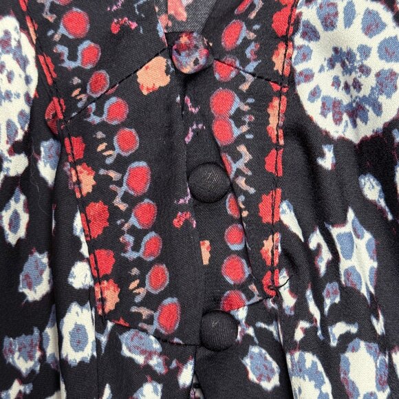 FREE PEOPLE FLORAL BOHO NIGHT COMBO BLOUSE ROMANTIC HIPPIE FLOWER CHILD SMALL - Picture 6 of 9